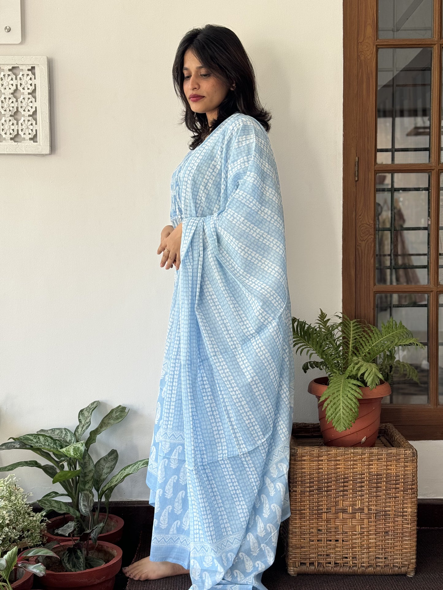 Sky Blue 3 Piece Floral Salwar Set