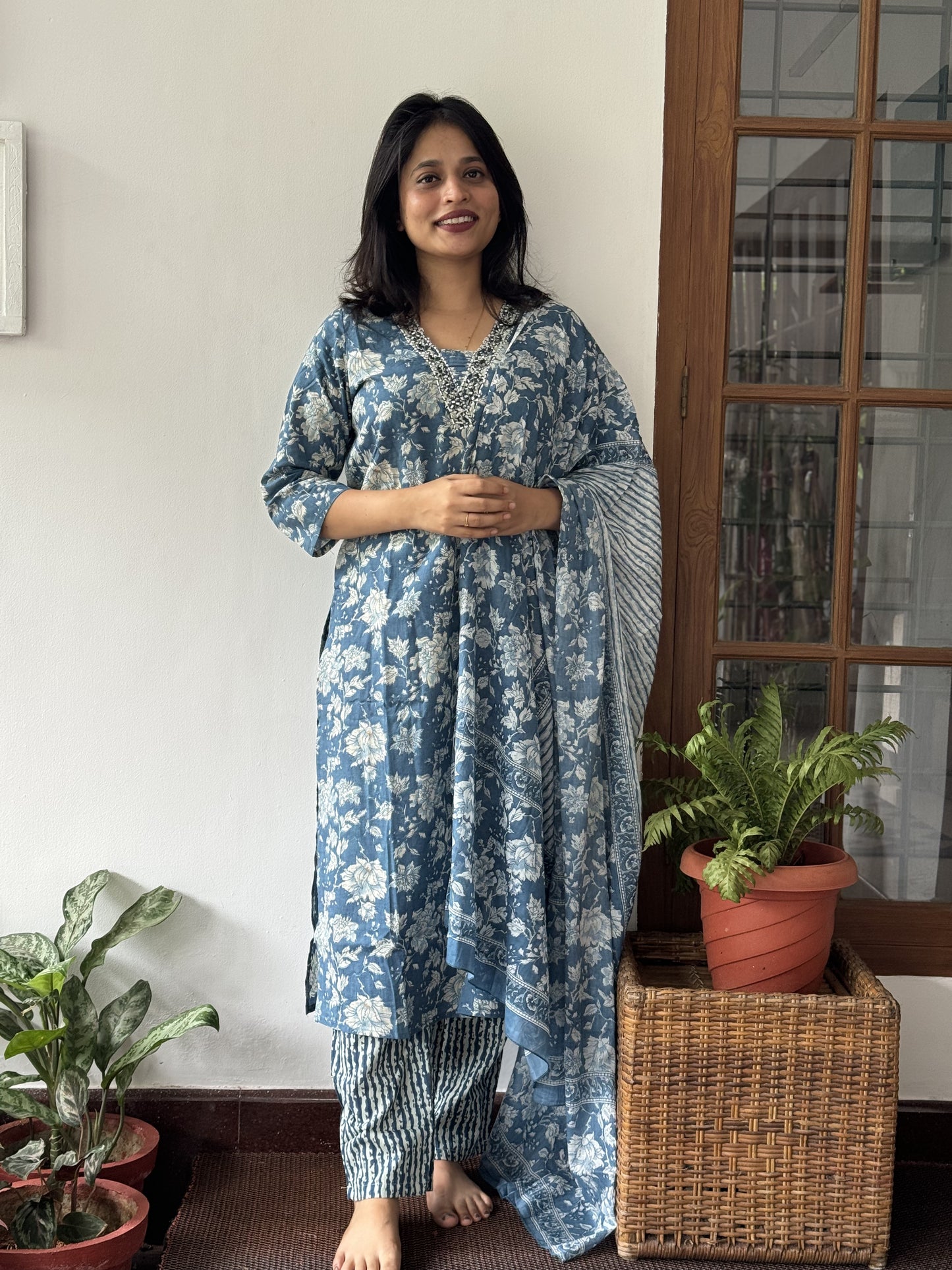 Carolina Blue 3 Piece Floral Salwar Set