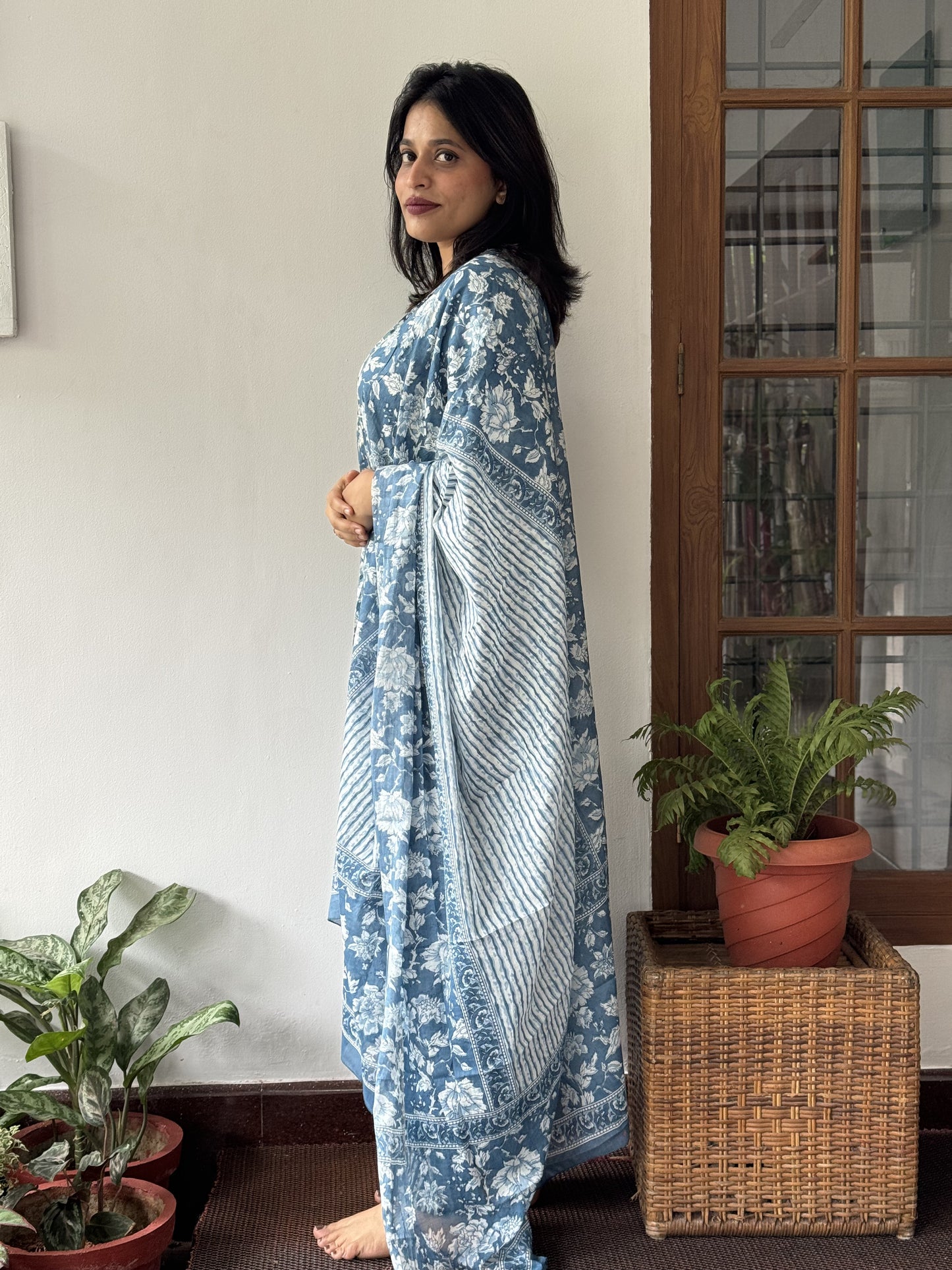 Carolina Blue 3 Piece Floral Salwar Set
