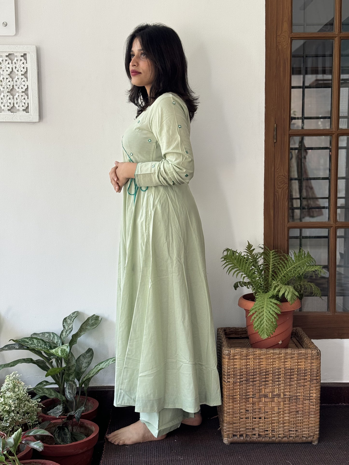 Sage Green 2 Piece Anarkali Set