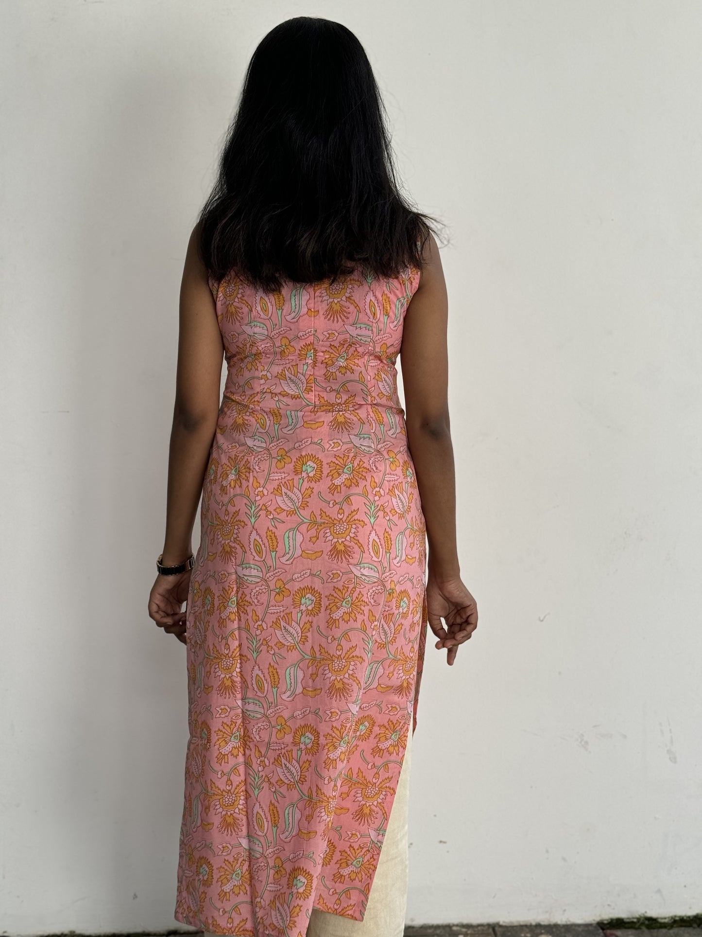 Pink & Orange Floral Kurta
