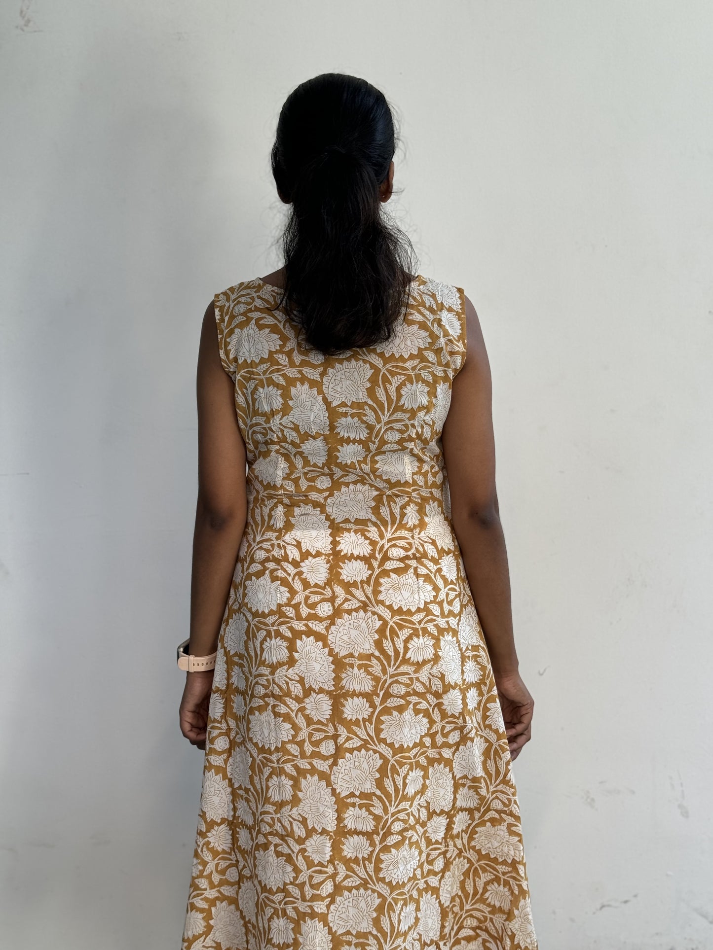 Caramel and White Floral Kurta