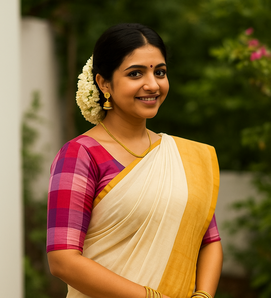 Blouse Fabrics to match with Kerala Saree for Onam