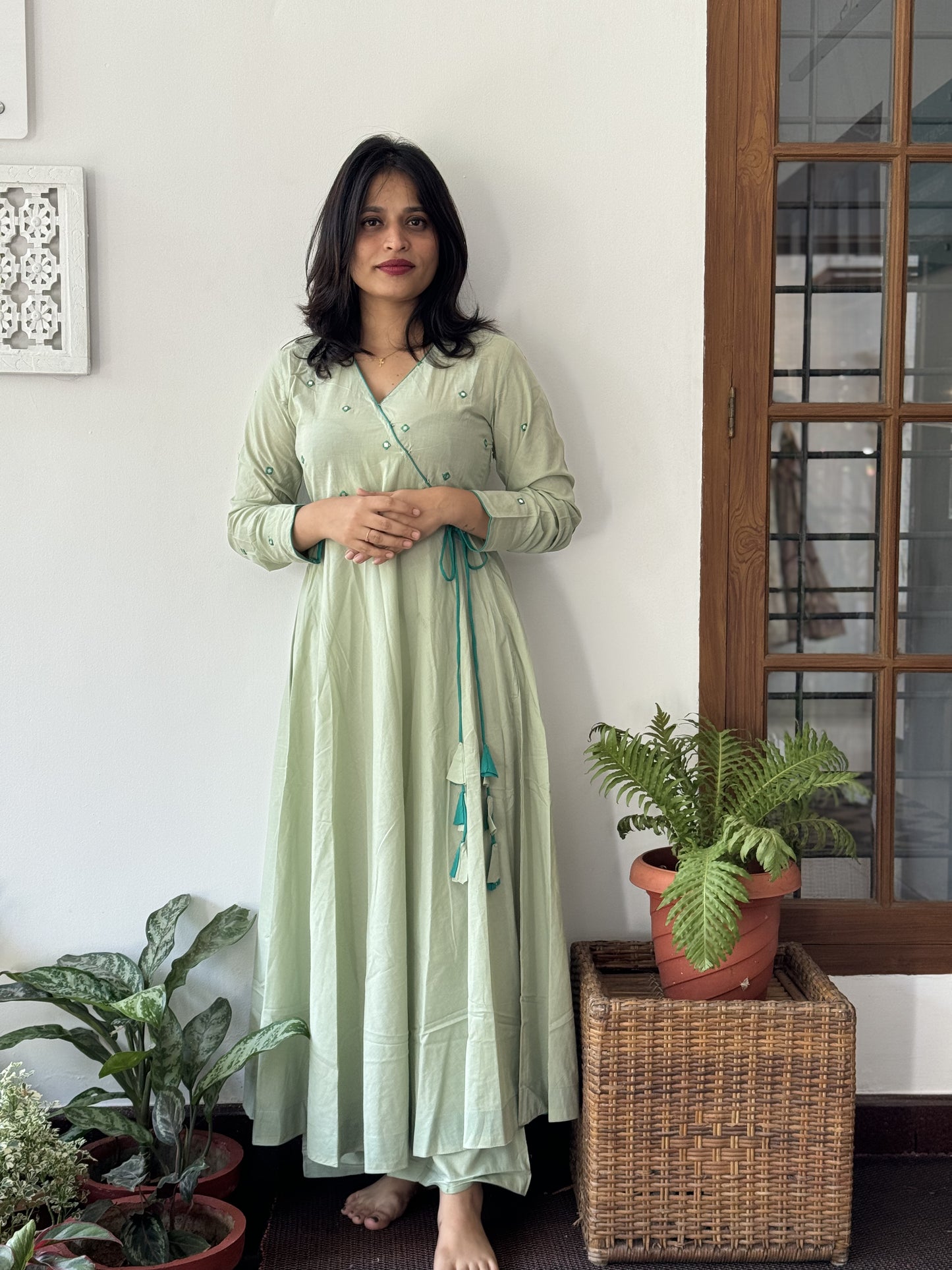 Sage Green 2 Piece Anarkali Set